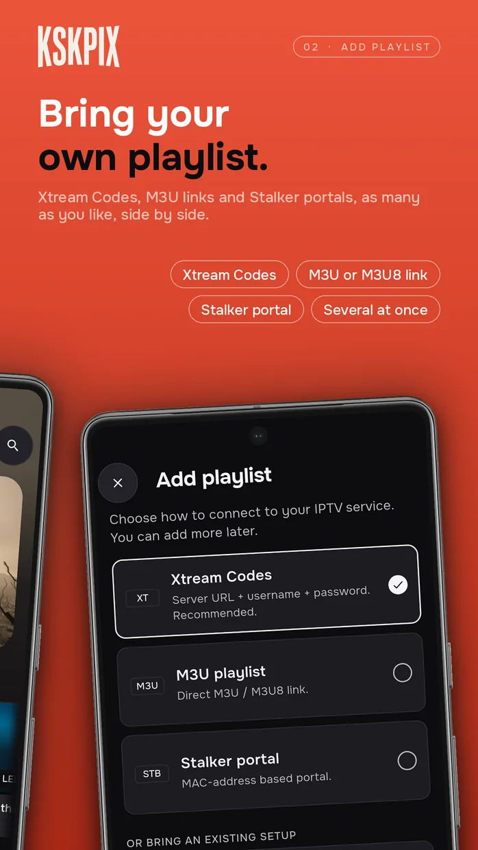 Bring your own playlist. Add playlist screen on an Android phone