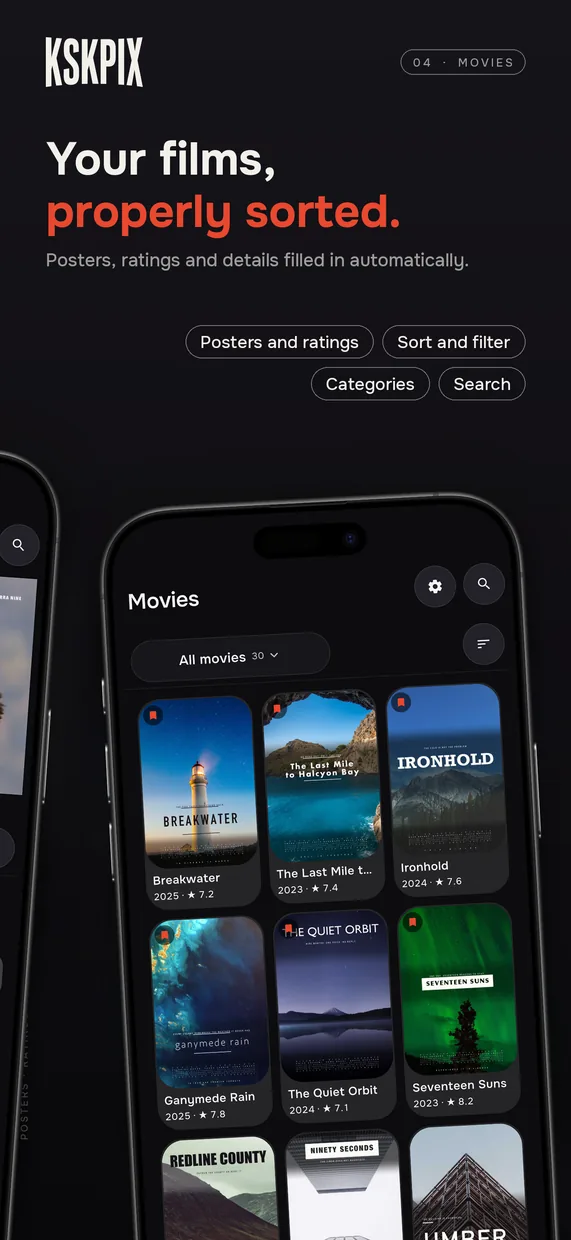 Your films, properly sorted. Movies library on an iPhone
