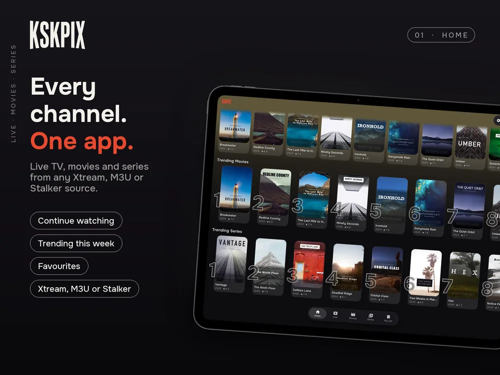 Every channel. One app. Home screen on an iPad
