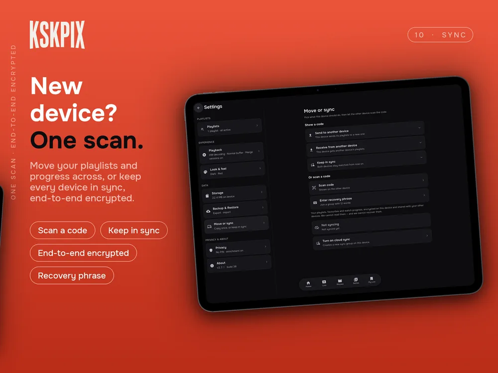 New device? One scan. Move or sync screen on an iPad