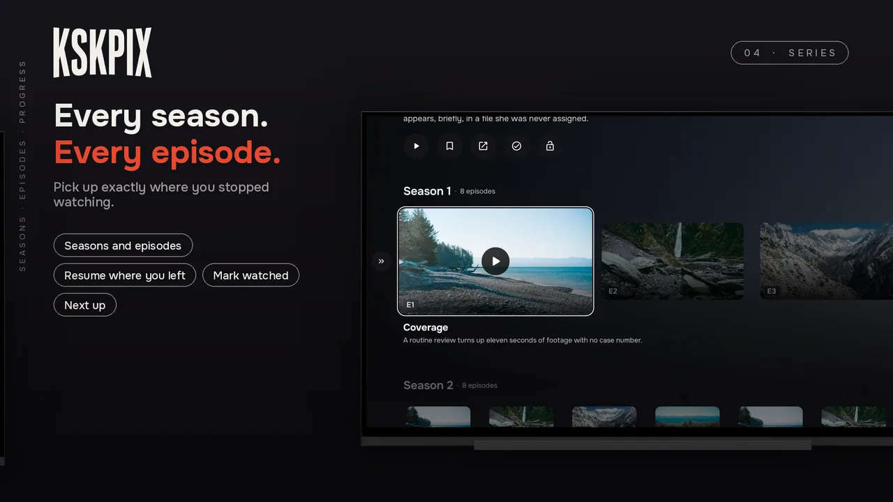 Every season. Every episode. Series page on an Android TV