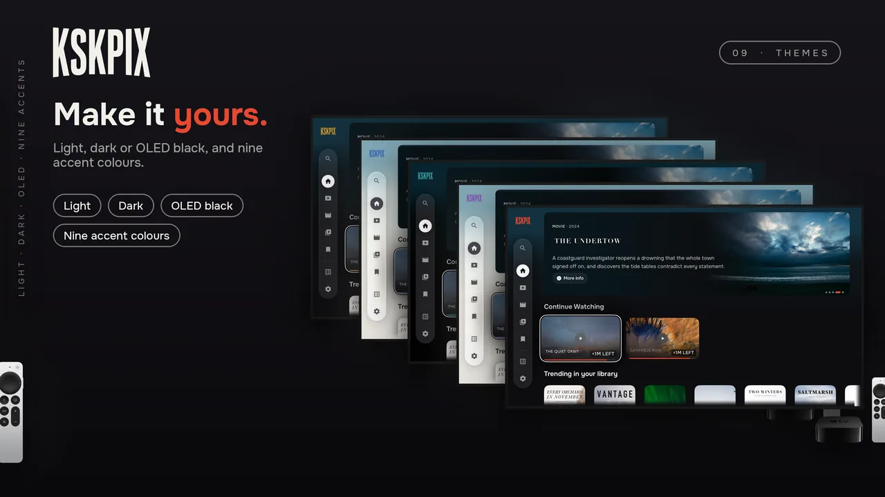 Make it yours. Themes on an Apple TV