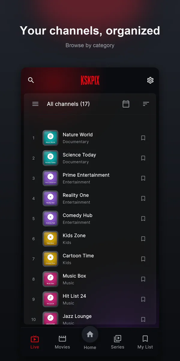 Live channels on phone