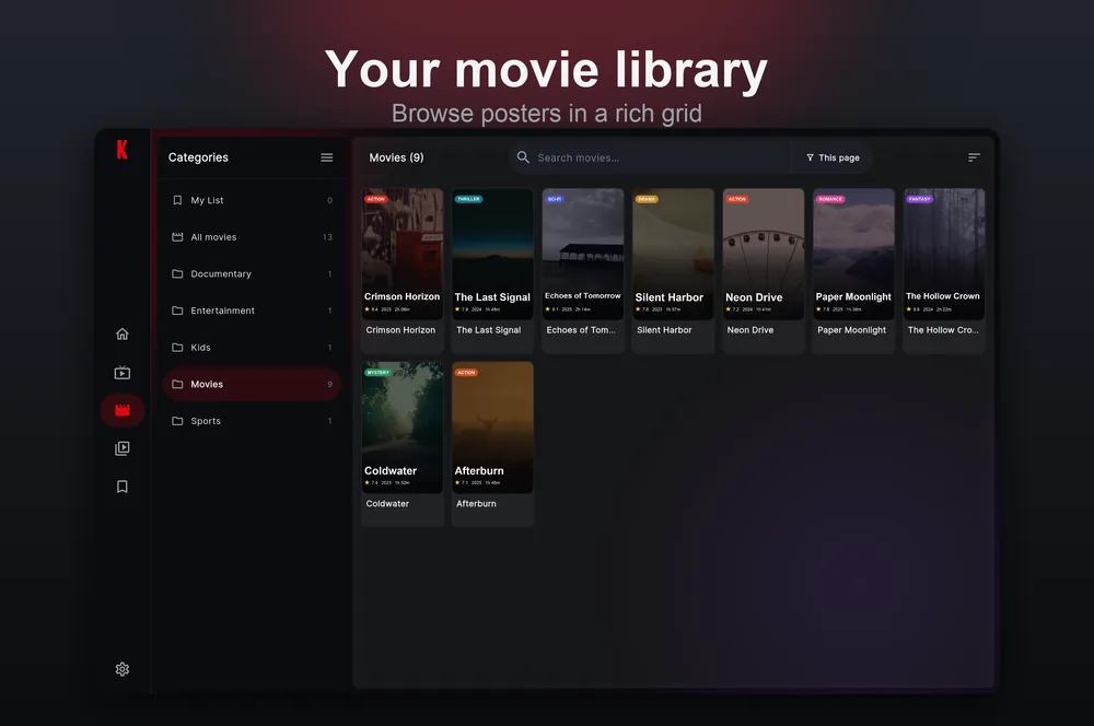 Movies grid on tablet